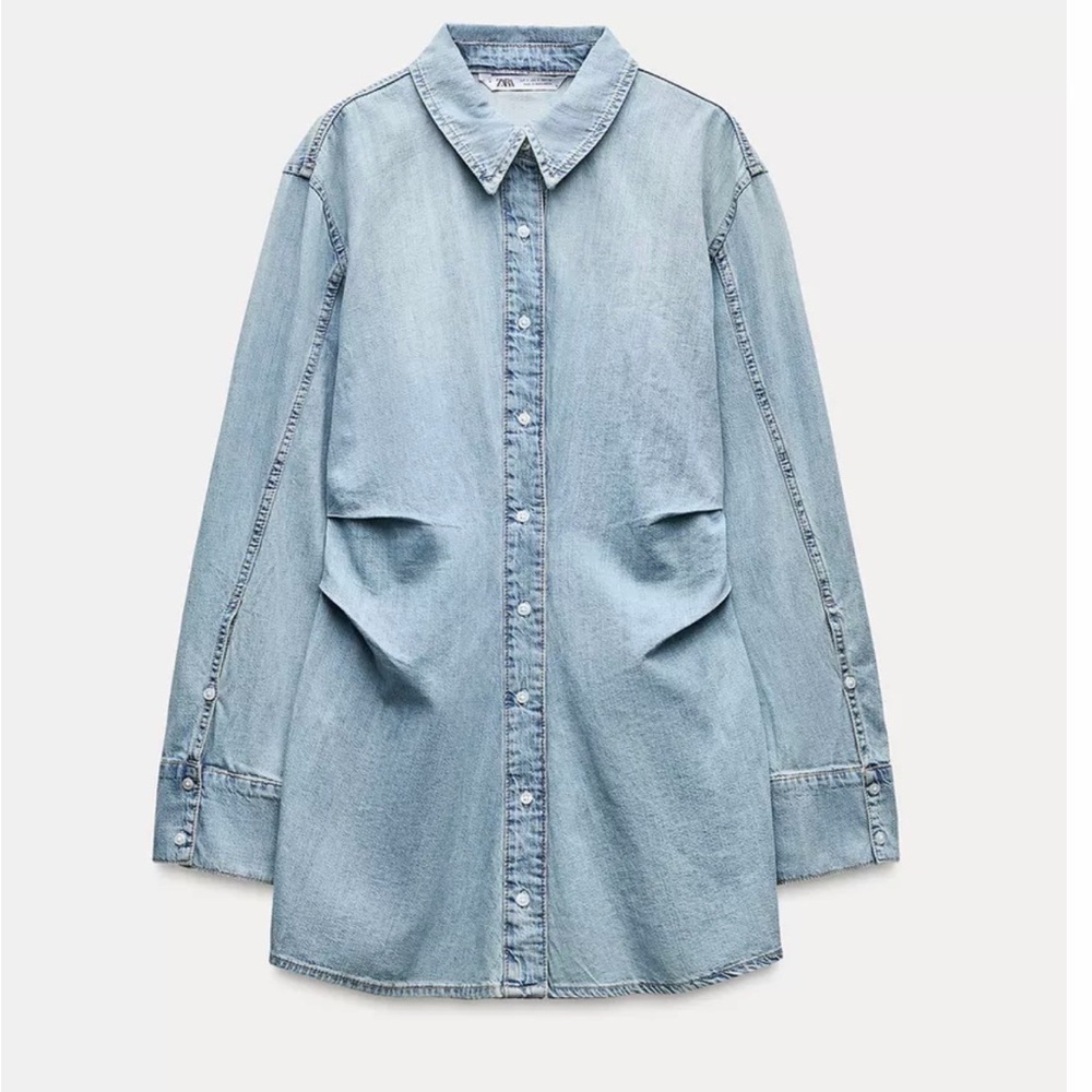Zara Light Blue Denim Mini Dress
